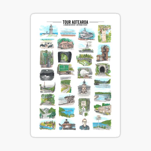 Item preview, Tour Aotearoa - Sketched Checkpoints designed and sold by Tom Napper Design.