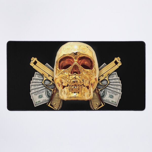 Item preview, Gold Art Right Gangsta Skull designed and sold by bunsbodega.