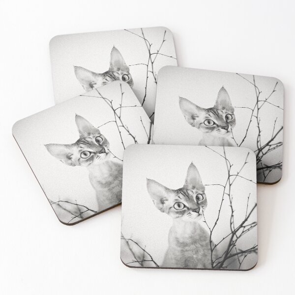 Item preview, Little curious Devon Rex cat with tree branches designed and sold by igvee.