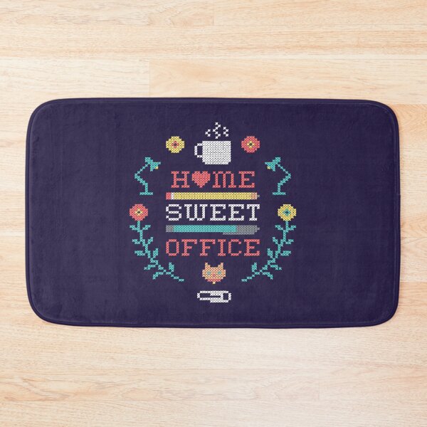 Item preview, Home Sweet Office - Working from home - Sweatpants, coffee, cats, and cross stitch embroidery designed and sold by thedesigngarden.