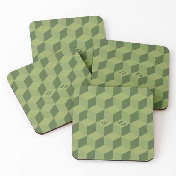 Item preview, Optical illusion - 3D-effect cubes (green) designed and sold by SolidEarthArt.