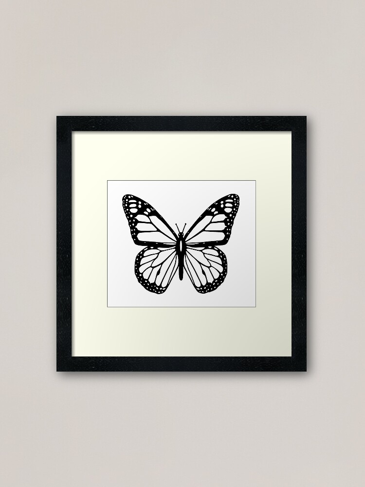Butterfly, Black and White Butterfly." Framed Art Print by TOMSREDBUBBLE |