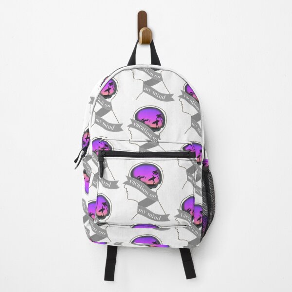 Item preview, Vacation on My Mind- abstract, holiday, beach, sea, ocean, lake, wave, palm, tree, tropical, brain, ribbon, head, bust, outline designed and sold by Bruh-llc.