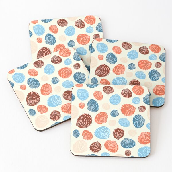 Item preview, Sea Shell Beach Pattern In Blue Orange Brown designed and sold by risingrocket.