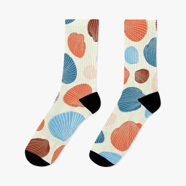 Item preview, Sea Shell Beach Pattern In Blue Orange Brown designed and sold by risingrocket.