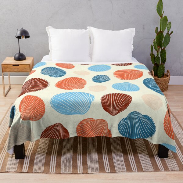 Item preview, Sea Shell Beach Pattern In Blue Orange Brown designed and sold by risingrocket.