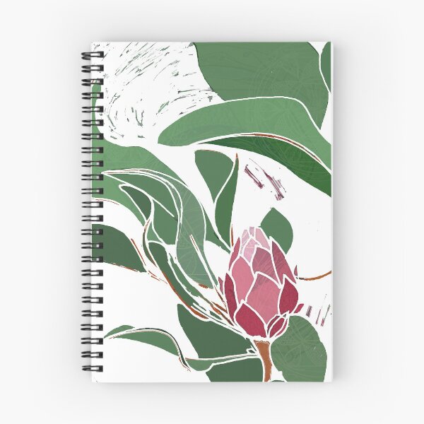 Artikelvorschau, Gedruckte Protea Blume in Pink und Grün entworfen und verkauft von Shapeseeker.