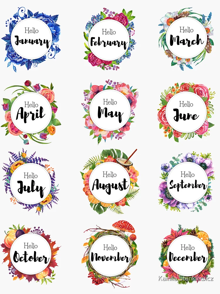 Bujo Months Highlighted Rainbow Sticker for Sale by Mavy-liz