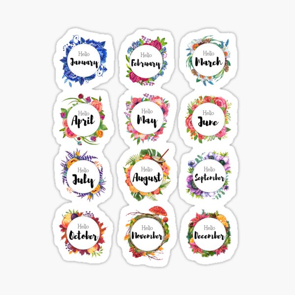 Bullet Journal/Scrapbooking Month Stickers Sticker for Sale by rodentgorl