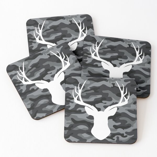 Artikelvorschau, Hirschkopf Grau & Schwarz Camo entworfen und verkauft von Stephanndesigns.