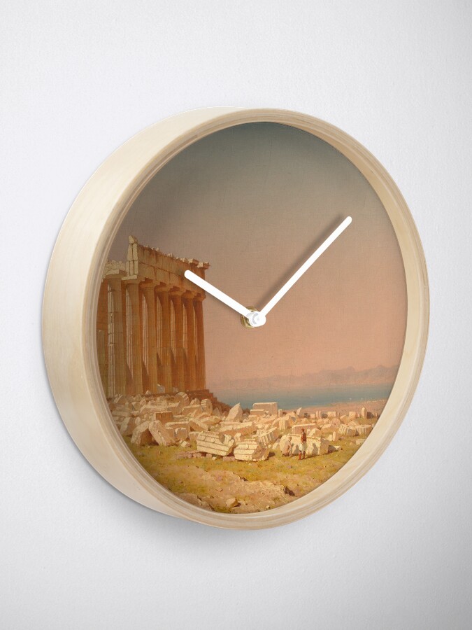 Alternate view of Ruins of the Parthenon Oil Painting by Sanford Robinson Gifford Clock