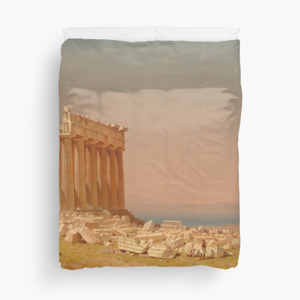 Ruins of the Parthenon Oil Painting by Sanford Robinson Gifford Duvet Cover
