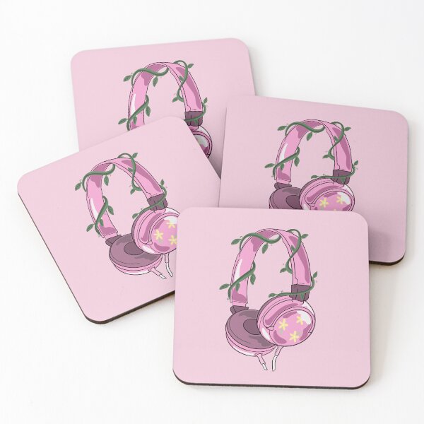 Item preview, Pink headphones with vines designed and sold by Pragyaaa.