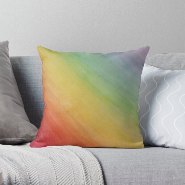 Rainbow. Handpainted acrylic ombre Throw Pillow