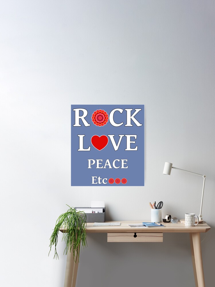 Rock, Love, Peace, Etc with red and orange flower Posterundefined by LV-creator