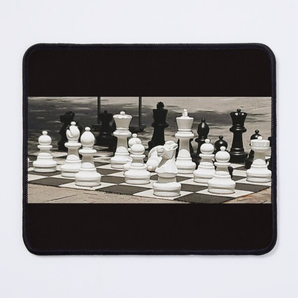 Stillness Gifts A Game of Life Chess Prints - chess art, black and white Mouse Pad