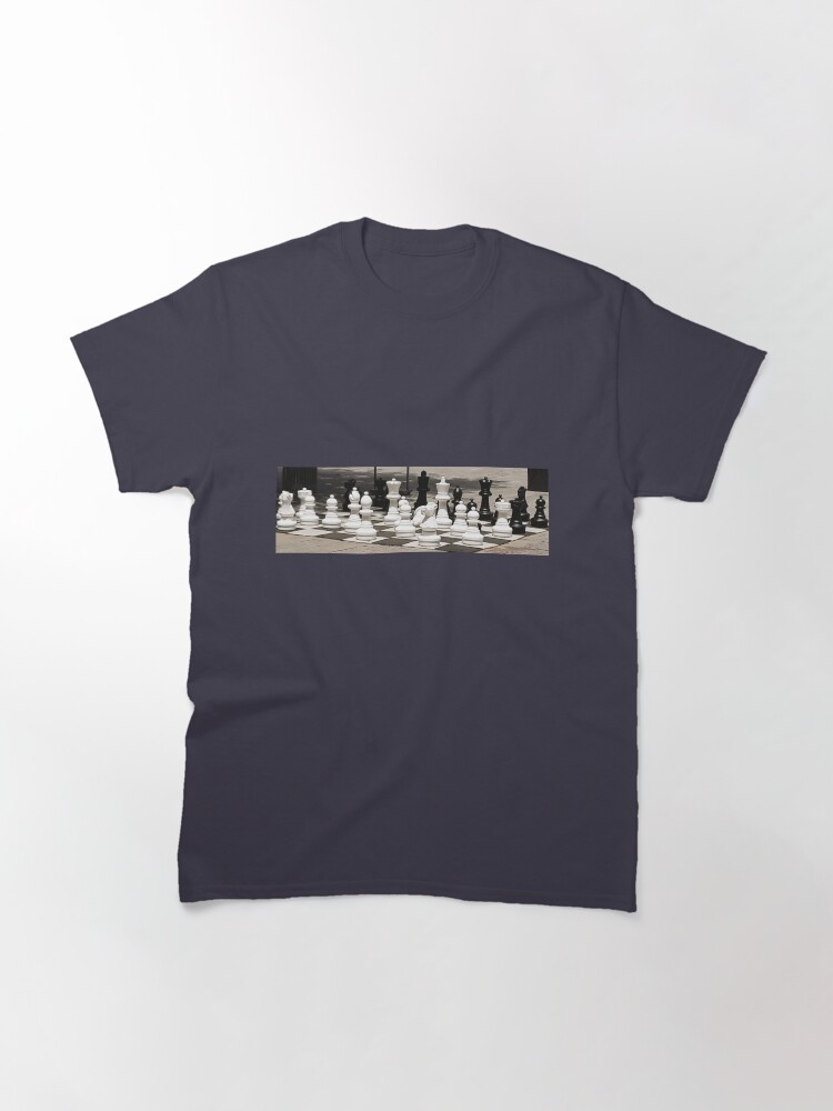 Thumbnail 2 of 7, Classic T-Shirt, Stillness Gifts A Game of Life Chess Prints - chess art, black and white designed and sold by stillnessgifts.