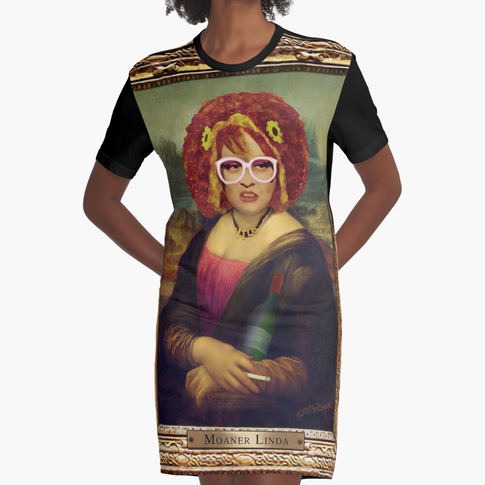 Moaner Linda (Gold Frame) Graphic T-Shirt Dress