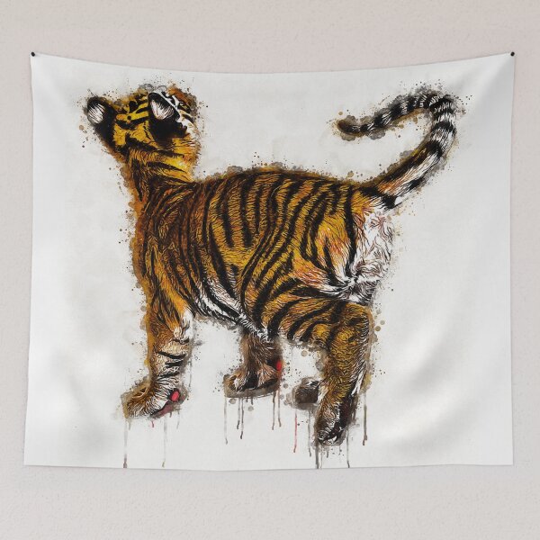 Item preview, Little Tiger Cub Watercolor Portrait, Cute Little Tiger Cub Watercolor Art, Adorable Little Tiger Cub Watercolor, Little Tiger Cub Watercolor Painting designed and sold by Trendymotion.