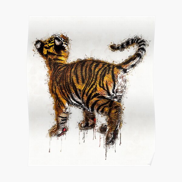 Cute Baby Tiger Cub on Brown Poster for Sale by jeff bartels