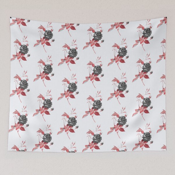 Aperçu de l'œuvre Fleur de rose du Bengale rouge sang, Illustration alternative - Rose noire et rouge créée et vendue par DaphneKstudio .