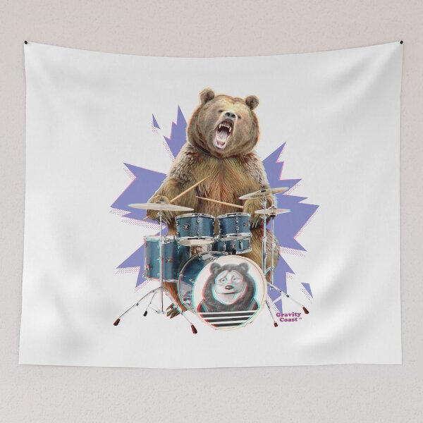 Item preview, Grizzly Brown Bear Rockstar Drummer Playing Drums T-Shirt designed and sold by SiloPressCo.