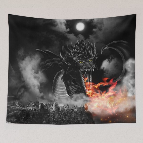 Item preview, Celtic Castle Dragon Flame in the Black and White Moonlight designed and sold by Kim Andrews.