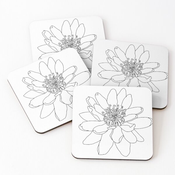 Item preview, Water lily outline drawing black on white designed and sold by Encie-Designs.