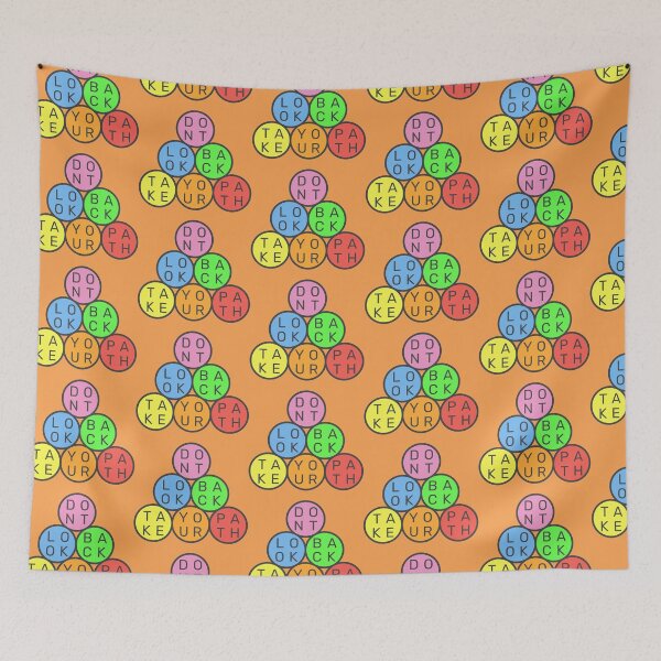 Item preview, Don't look back, take your path - Circles Pyramid - Pastel colors rainbow - Dark text - Violet to red designed and sold by RainbowWordLand.