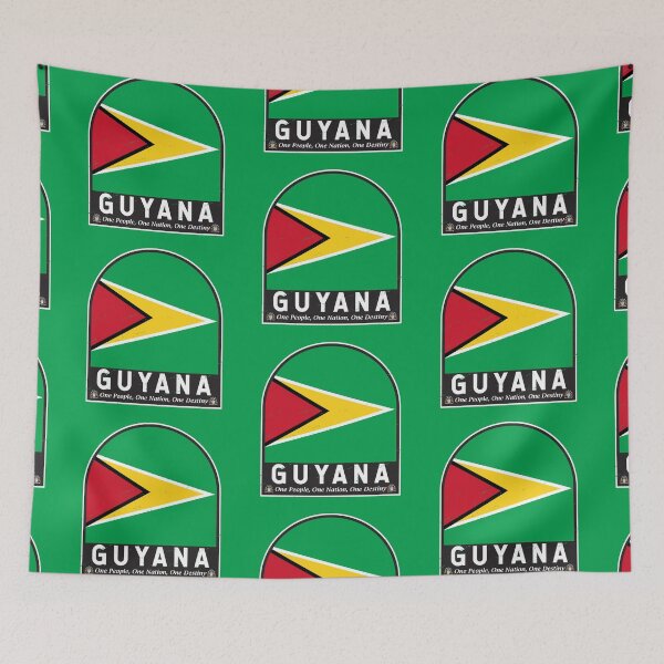 Item preview, Guyana Flag Emblem Distressed Vintage designed and sold by KrisSidDesigns.