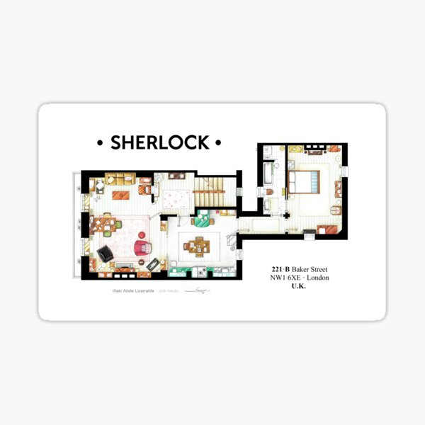 Item preview, Floorplan of Sherlock Holmes apartment from BBCs designed and sold by TV Floorplans & More.