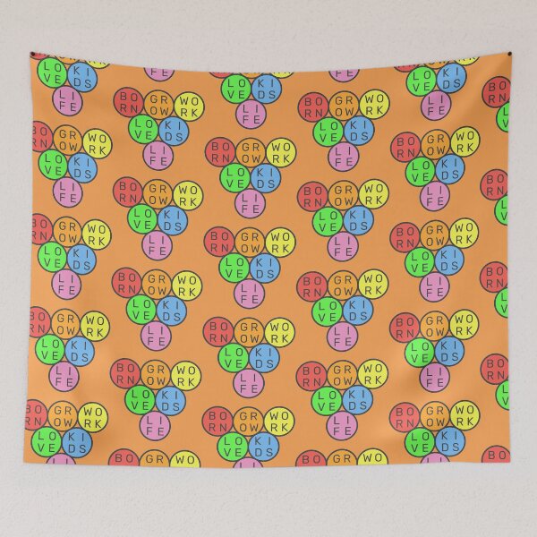 Item preview, Life Cycle Quote - Born Grow Work Love Kids  - Upside down circles Pyramid - Pastel colors rainbow - Dark text designed and sold by RainbowWordLand.