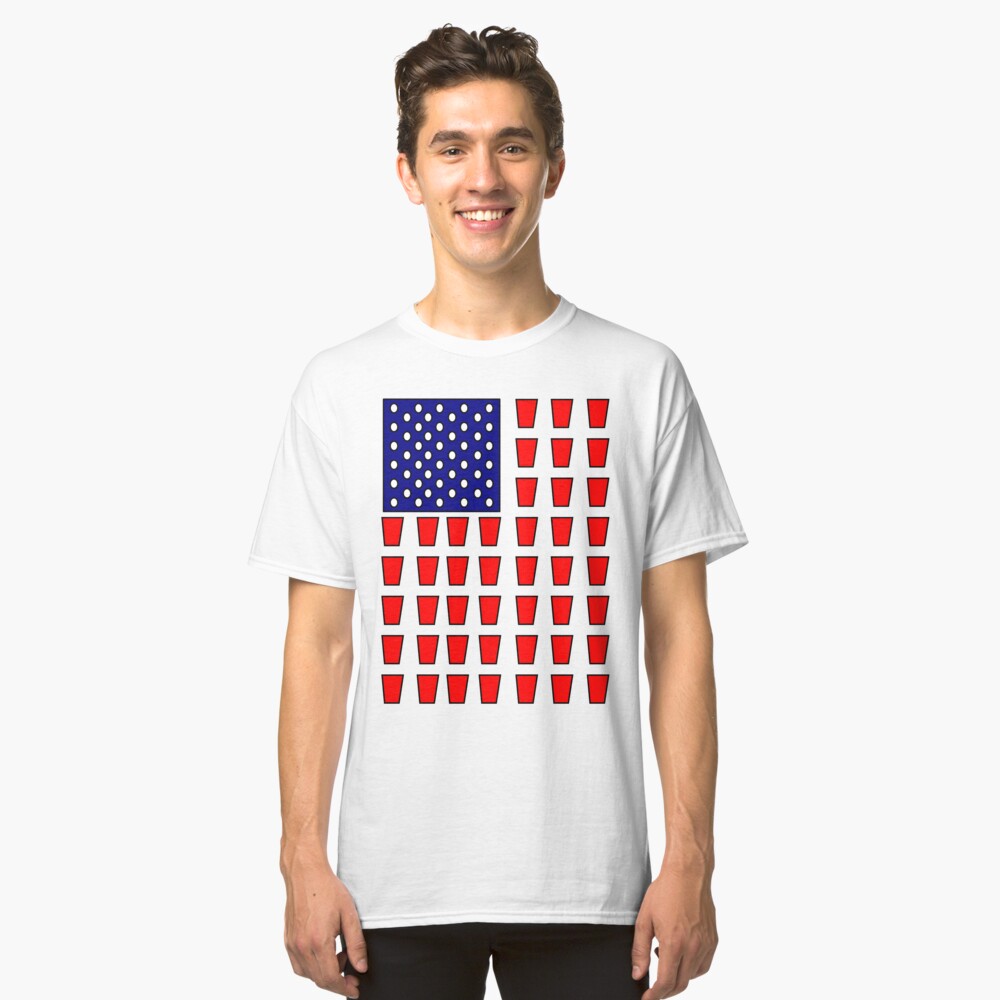 US Flag Beer Pong Drinking Game Classic T-Shirt