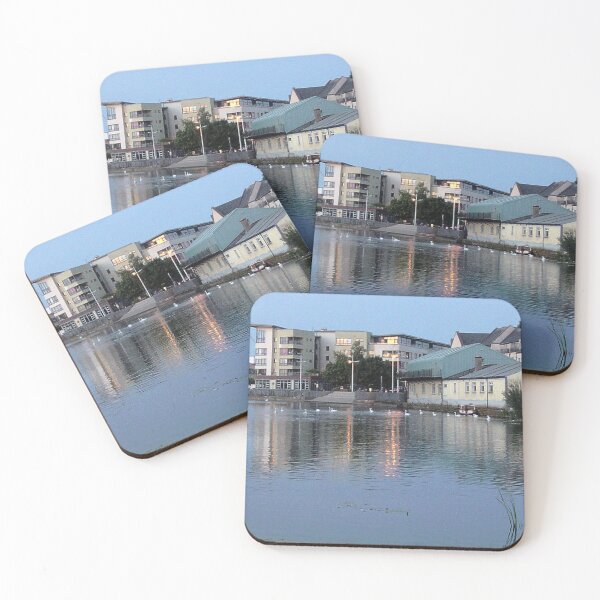 Item preview, Carlow Ireland, light reflections on River Barrow & Swans at dusk designed and sold by dublinprints.