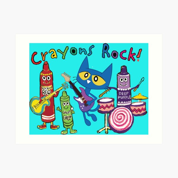 "Pete the cat Crayons Rock ! Pete his Red Guitar and Green, Red, Purple
