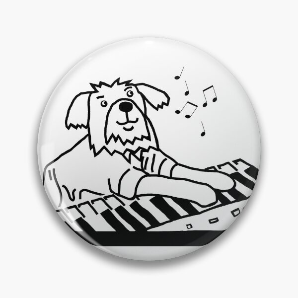 Artikelvorschau, Lustiger Hund spielt Musik auf der Klaviertastatur Schwarz und Weiß entworfen und verkauft von ellenhenry.