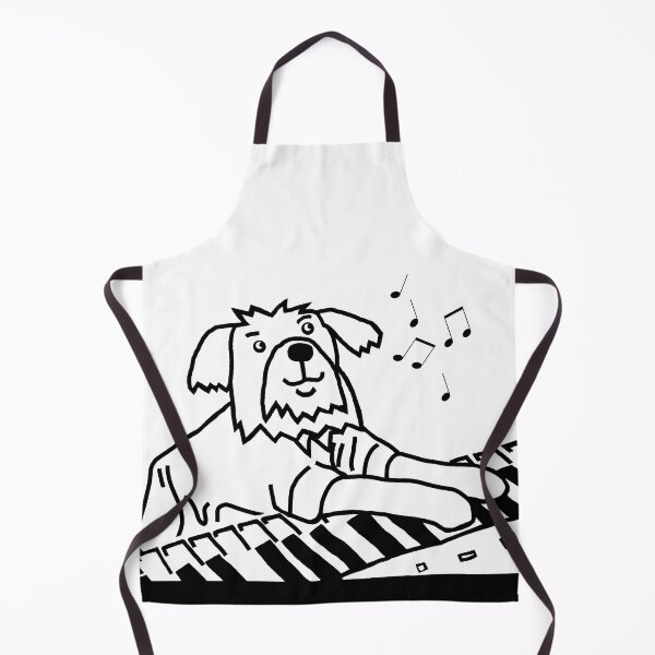 Item preview, Funny Dog Plays Music on Piano Keyboard Black and White designed and sold by ellenhenry.