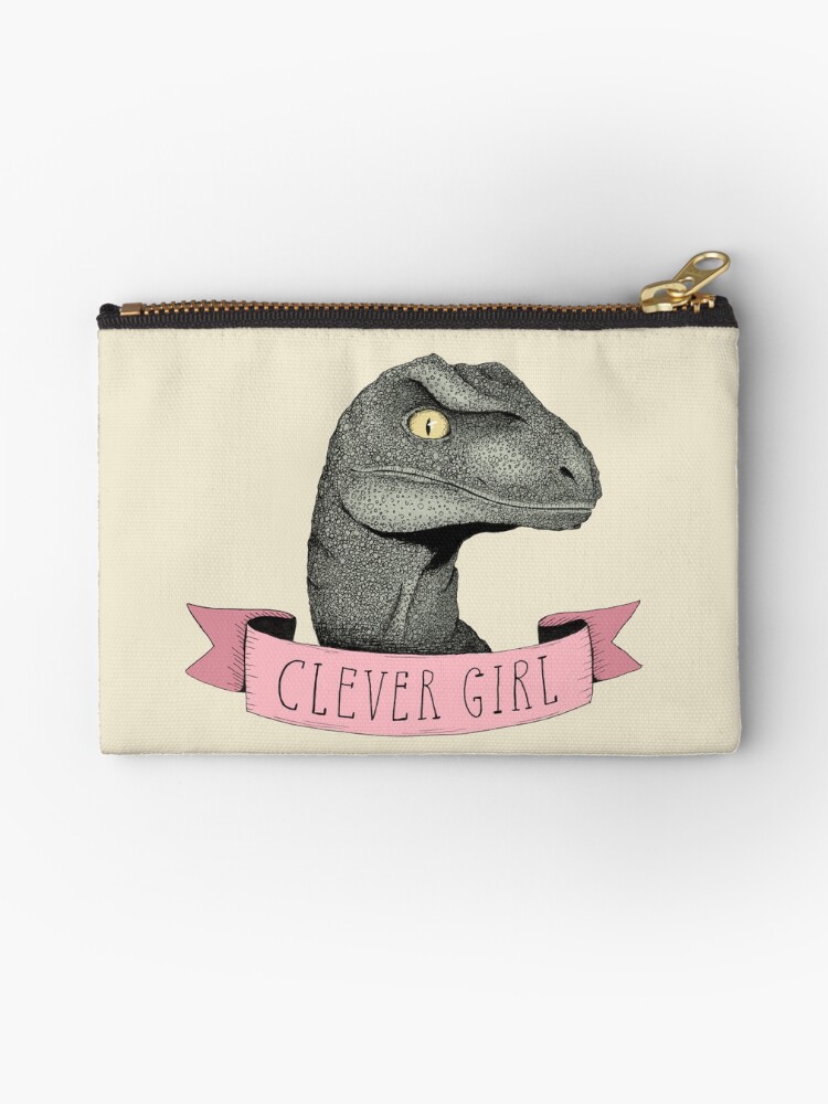 Thumbnail 1 of 4, Zipper Pouch, Clever Girl raptor dinosaur designed and sold by agrapedesign.