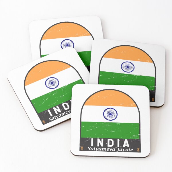 Item preview, India Flag Emblem Distressed Vintage designed and sold by KrisSidDesigns.
