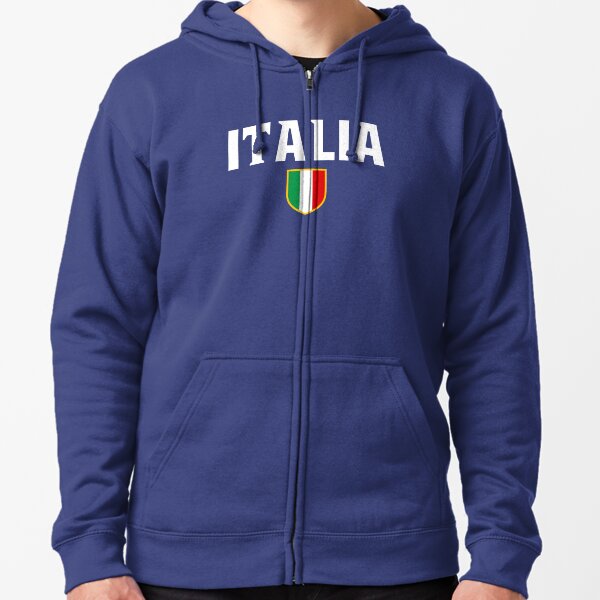 Italia Flag Emblem Zipped Hoodie