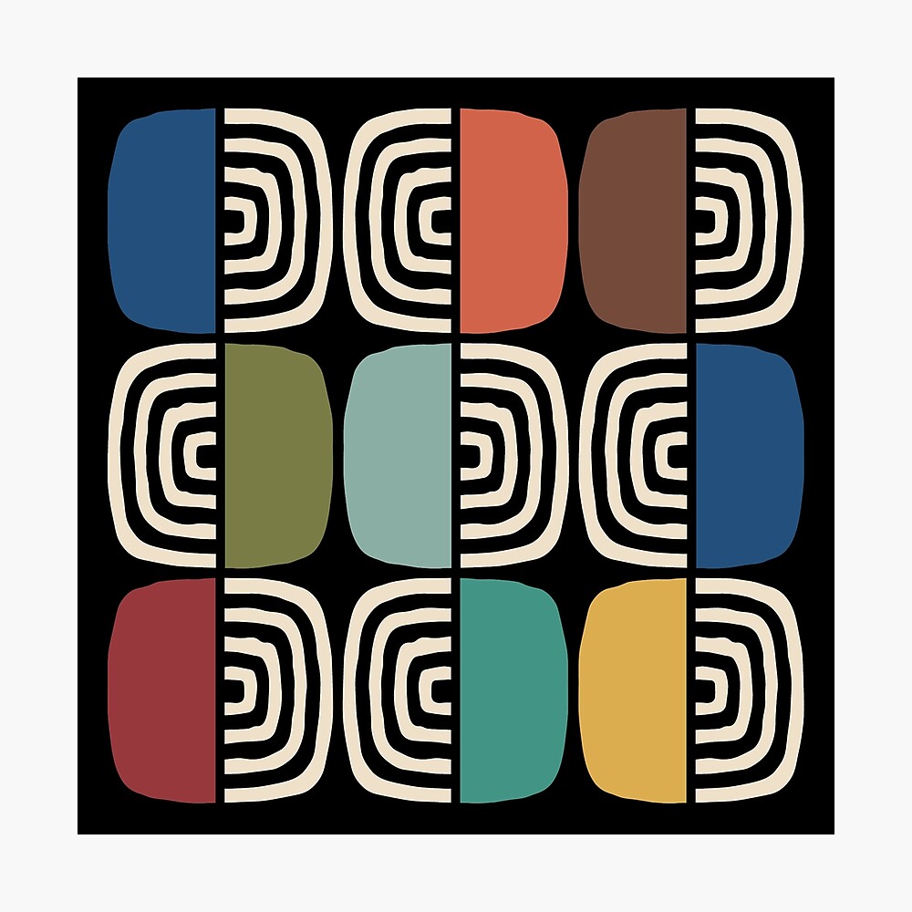 Mid Century Modern Half Concentric Circle Pattern 922