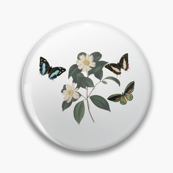 Item preview, Watercolor of white camellia flowers and butterflies - vintage flowers  designed and sold by Rubi16.