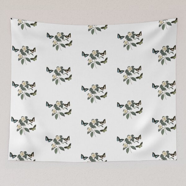 Item preview, Watercolor of white camellia flowers and butterflies - vintage flowers  designed and sold by Rubi16.