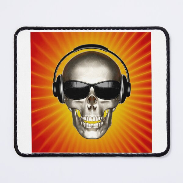 Item preview, Gamer Skull Skull Listening To Music Cool Sunglasses Radiant Orange Background designed and sold by CreativeCranium.