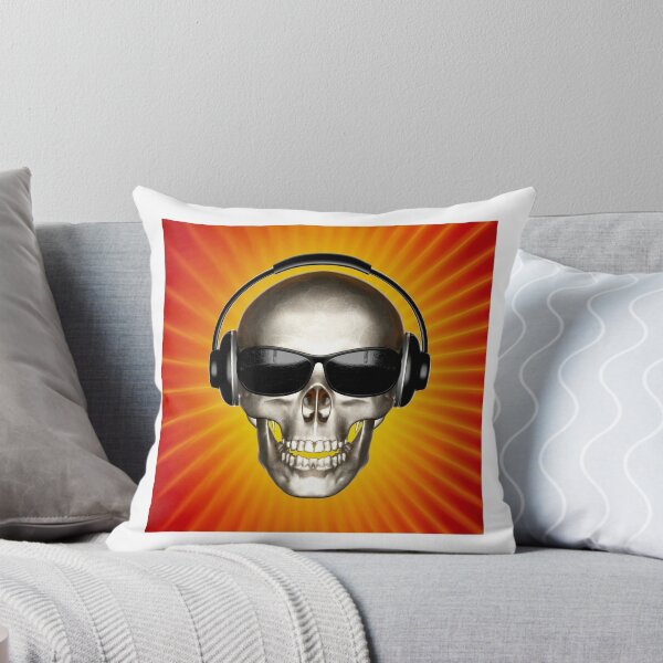 Item preview, Gamer Skull   Skull Listening To Music Cool Sunglasses  Radiant Orange Background designed and sold by CreativeCranium.