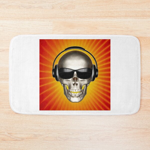 Item preview, Gamer Skull   Skull Listening To Music Cool Sunglasses  Radiant Orange Background designed and sold by CreativeCranium.