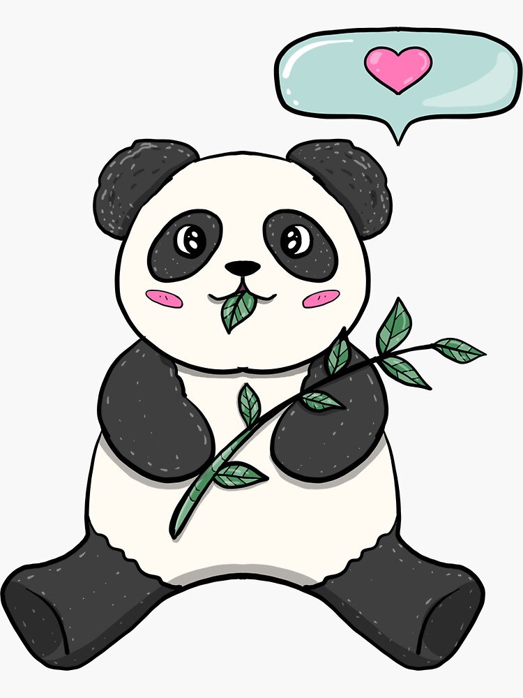 Cute Panda Holding Heart Sticker