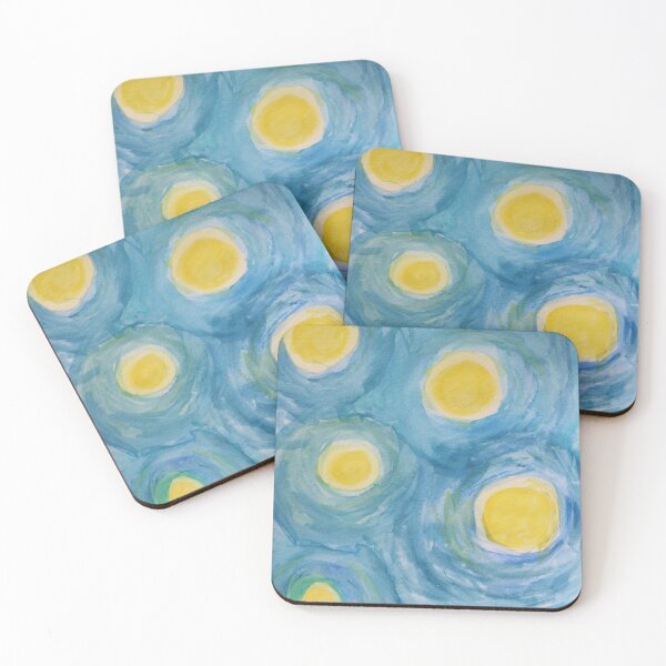 Swirling suns, handpainted acrylic Coasters (Set of 4)