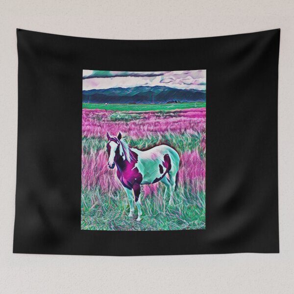 Item preview, Mustang In Field Mountains designed and sold by teewearstyle.