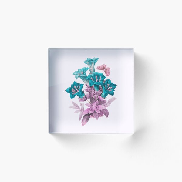 Item preview, Gentiana Acaulis Flower, Alternative Illustration - Blue and Pink Rose designed and sold by DaphneKstudio .
